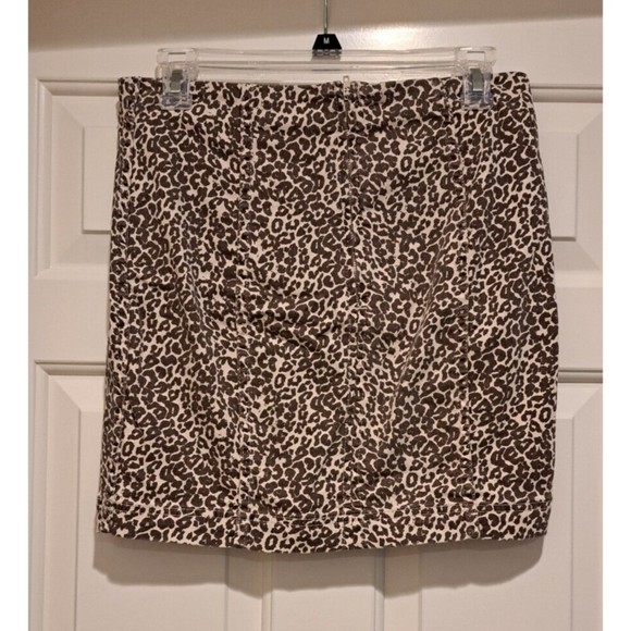 Free People Womens 10 Leopard Print Denim Modern Femme Straight Mini Skirt - Picture 2 of 4